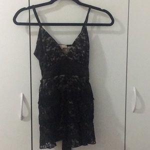 Black ruffled lace shirt